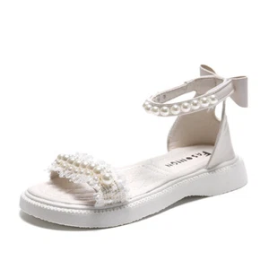 Girls Sandals Open Toe Pearl Party Dress Princess Shoes Kids Summer Beach Shoes - Picture 1 of 15
