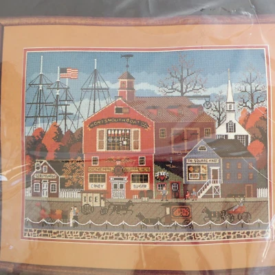 Charles Wysocki Harbor Town Needlepoint Kit 2212 Dimensions Americana 1982 VTG - Image 1 of 4