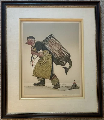 Litografía Saturday Evening Post Norman Rockwell Mermaid A Fair Catch Lobsterman Foto 1 de 4