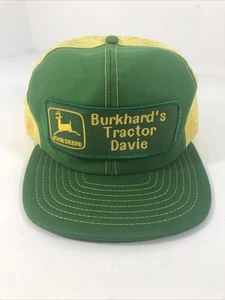 Cappello camionista John Deer vintage Burkhard’s Tractor Davie verde/giallo - Foto 1 di 7