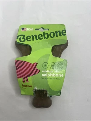 Benebone Mediano Wishbone Sabor Tocino Duradero Perro Masticable Juguete para Menos de 60 Lbs Foto 1 de 4