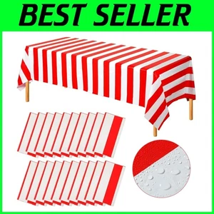 Large Rectangular Red and White Striped Tablecovers: Perfect for Holiday Parties - Picture 1 of 8