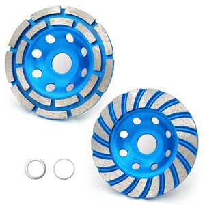 2Pcs Diamond Concrete Grinding Cup Wheels 115mm 4-1/2 Set Double Row + Turbo ... - Picture 1 of 9
