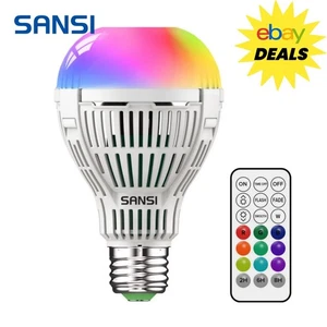 SANSI RGB Light Bulb LED 2000LM Timing Dimmable 120W Equiv. Smart Color Remote - Picture 1 of 11