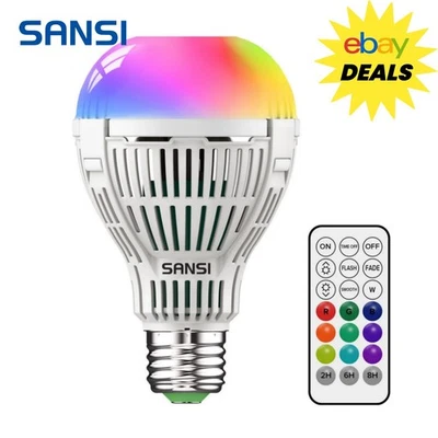 SANSI RGB Light Bulb LED 2000LM Timing Dimmable 120W Equiv. Smart Color Remote - Image 1 of 4