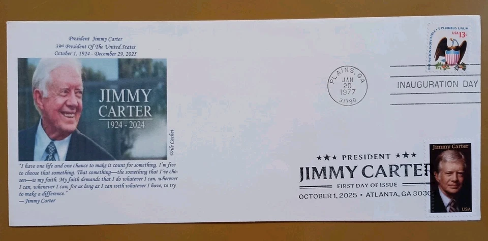 2025 President Jimmy Carter FDOI DUAL With His Inauguration - Wile Cachet - Image 1 of 1