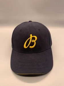 Breitling Watch Hat Cap Leather Strapback Blue Script Logo Baseball Dad Mens - Picture 1 of 12