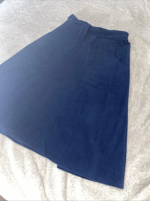 Falda envolvente de pana azul vintage años 70 para mujer bolsillos grandes hecha a mano Foto 1 de 4