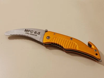 Cuchillo táctico de rescate de emergencia mango naranja cortador de cinturón de seguridad rompedor de vidrio Foto 1 de 4