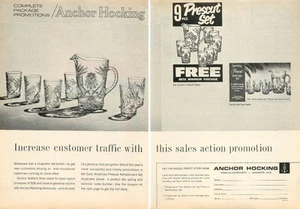 Service Station Magazine Print Ad ANCHOR HOCKING 1963 Glassware Promotion 2-pgs - Picture 1 of 1