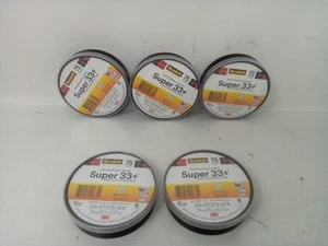 Scotch Super 33+ Vinyl Electrical Tape,3/4 in x 76 ft, 1 in Core,Black *5 ROLLS* - Picture 1 of 5