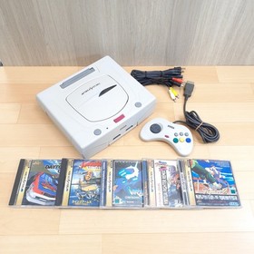 SEGA SATURN White console bundle with 5 games & 1 controller Japan System