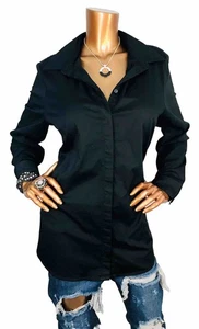 Tunica Chico's 3 o XL Top Elasticizzata con Bottoni Nera Collo Lungo Slvs Senza Ferro - Foto 1 di 9