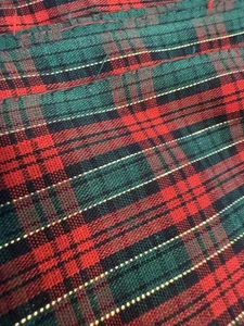 Rot Grün Gold Metallic Faden Klassisch Weihnachten Plaid Baumwollstoff Vintage 3 Yard - Bild 1 von 7