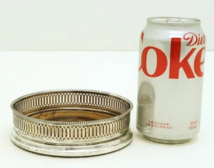 Italian Solid Silver Wood Wine Bottle Coaster Firenze Italy 800 fine - Picture 1 of 6