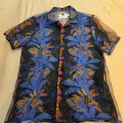 Topman Button Up Tropical Floral Shirt Men Short Sleeve M - Image 1 of 4