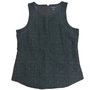 Ann Taylor schwarz Spitze gefüttert Shell Gr. S ärmellos Top Bluse Reißverschluss Neu mit Etikett - Bild 1 von 11