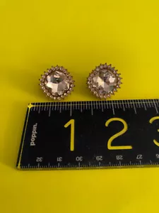 VINTAGE LARGE faux "diamond" bold EARRINGS Gilded metal fabulous style - Picture 1 of 13