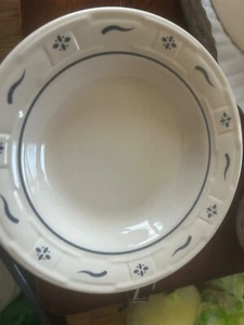 Longaberger Rimmed Soup Bowl Woven Tradition Heritage Blue set of 2 - Picture 1 of 2
