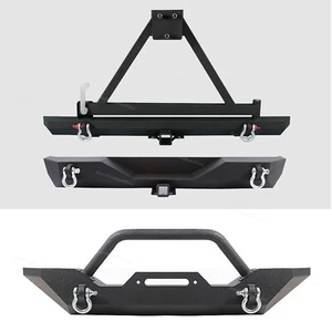 Front or Rear Bumper For 1987-2006 Jeep Wrangler TJ YJ Powder Coated w/ D-Rings - Picture 1 of 23