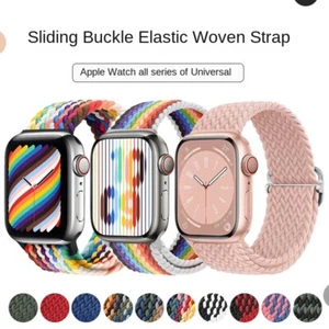 Correa de reloj trenzada de nailon ajustable para Apple Iwatch 23456789 38/40/42/45/49 mm - Imagen 1 de 77
