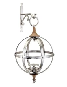 Imax Tabia W/ Cage Style Design Surrounding A Pillar Candle Holder Silver - Picture 1 of 5