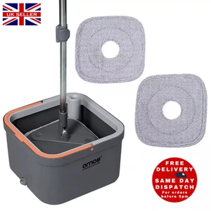 AMOS Spin Mop Bucket Set With 3 Microfiber Heads, Ideal for Hard Floors - Picture 1 of 12