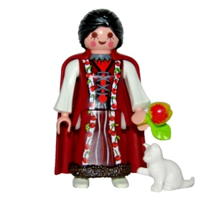 Playmobil Princess Snowhite Queen w/ red layer, apple & white kitty  C38 - Picture 1 of 5