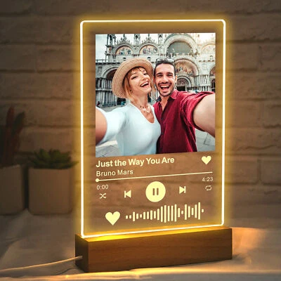 HOWSON LONDON Personalised Scannable Spotify Photo Plaque with LED Night Light Free Standing