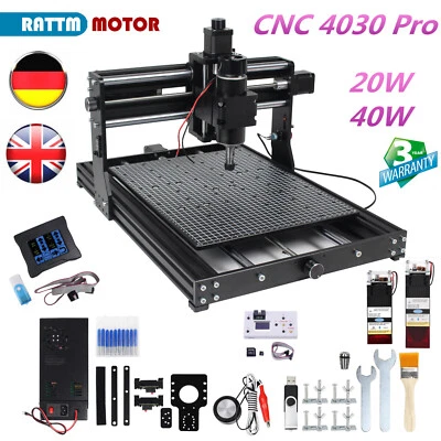 RATTM MOTOR 4030 Pro CNC Router Laser Cutter Engraver Milling Machine & GRBL Offline Control