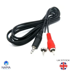 AUX 3,5 mm wtyczka do RCA 2x czerwony biały kabel podwójna gramofonowa słuchawki mini stereo audio - Zdjęcie 1 z 5