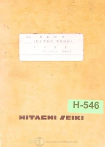 Hitachi Seiki NK20, HITec-Turn N/C Lathe Parts Manual 1988 - Picture 1 of 4