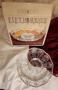 Fifth Avenue Crystal 2 Piece Cracker/Condiment Cheese Serving Set (New In box) - Picture 1 of 3