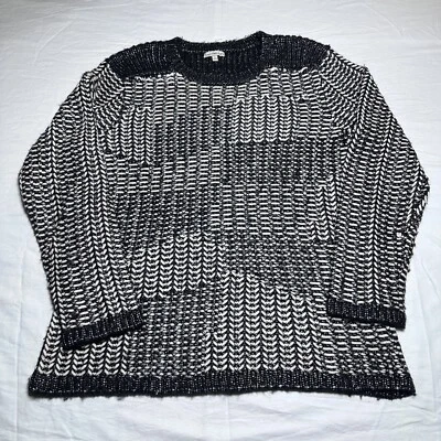 Suéter de punto metálico blanco y negro de Calvin Klein Jeans para mujer talla grande Foto 1 de 4