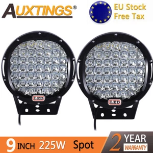 2X 9''in 225W LED Work Light Round Driving Lamp Motor SUV 4WD Black for Jeep EU - Foto 1 di 8