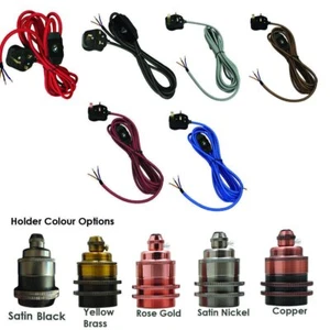 2m/4.5m Fabric Flex Cable Plug In Pendant Lamp Light Set with E27 Holder dimmer - Picture 1 of 14