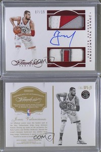 2015-16 Panini Flawless Ruby /15 Jonas Valanciunas #DPA-JV Dual Patch Auto