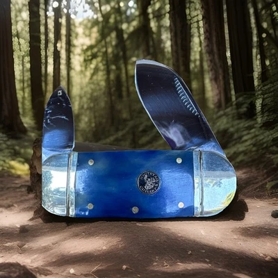 NAVAJA DE BOLSILLO CLÁSICA SUNFISH MANGO HUESO AZUL LISO por CUBIERTOS COLA BLANCA, 3" Foto 1 de 4