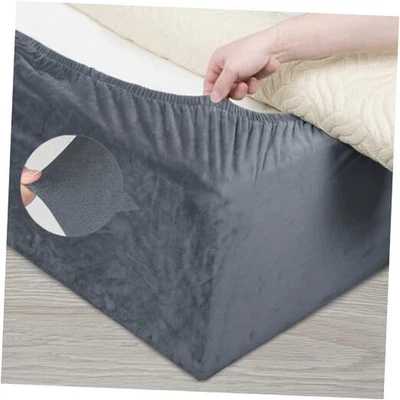  Бархатный каркас кровати чехол, основание кровати надежном чехол, двуспальная кровать ширина: 47-51» серый - Изображение 1 из 4