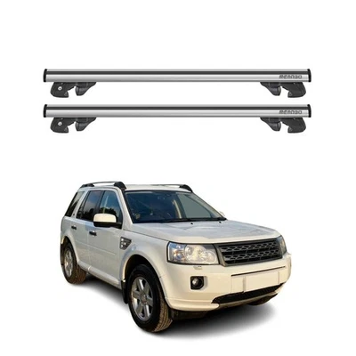 Barras transversales de techo de aluminio plateadas para Land Rover Lr2 2008-2015 2 piezas Foto 1 de 4