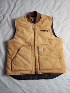 Carhartt Quilted Lined Canvas Vest Mens Sz Large Brown Full Zip Workwear V01 BRN - Picture 1 of 10