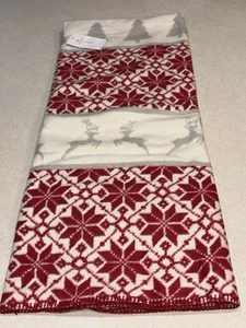 Docofil Weihnachten Überwurf Decke Rot & Grau Rentier Fair Isle Portugal 50x67 Neu - Bild 1 von 9