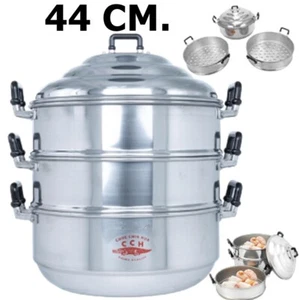 Thai Traditional Aluminum Steamer Pot Cookware Crocodile Brand Kitchen 3 tier 44 - Picture 1 of 8