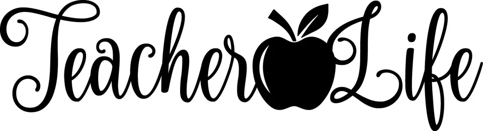 ORACAL 5.5inch Teacher Life Apple Decal Window Sticker Car Decor School Kids Teach Love