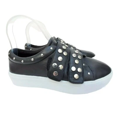 Zapatillas Tenis Plataforma Cuero Negro Tachuelas Rebecca Minkoff Natasha Talla 7.5 Foto 1 de 4