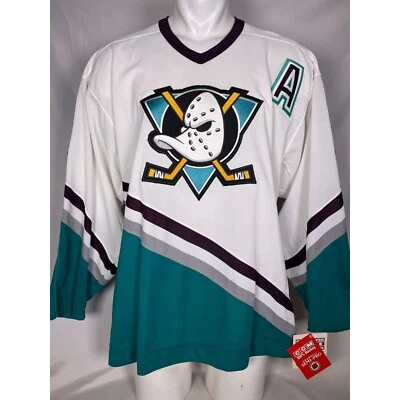 Camiseta deportiva de colección Teemu Selanne #8 Anaheim Mighty Ducks NHL CCM Maska para hombre XL NUEVA CON ETIQUETAS Foto 1 de 4