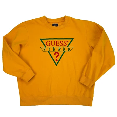 GUESS x J. BALVIN Yellow VIBRAS Sweatshirt Mens XL Crewneck Embroidered Retro - Image 1 of 4