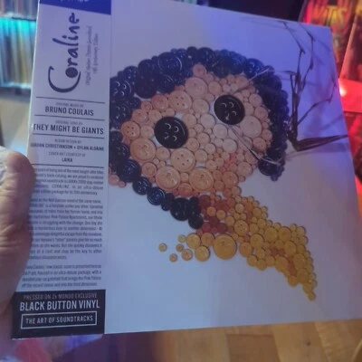 Coraline 15thAnniversary Mondo Black Button Picture Disc Vinyl - Image 1 of 2