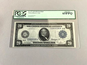 U.S. 20 Dollars Federal Reserve Note FR 977 - Cleveland 1914 PCGS 65 PPQ - Picture 1 of 4
