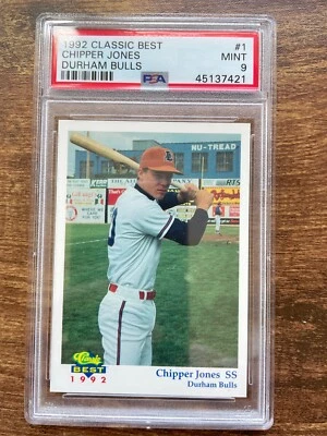 1992 Classic Best #1 Chipper Jones Durham Bulls HOF PSA 9 Mint - Image 1 of 2